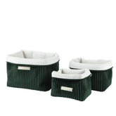 Decoris Polyester Square Basket Set of 3pcs - Green